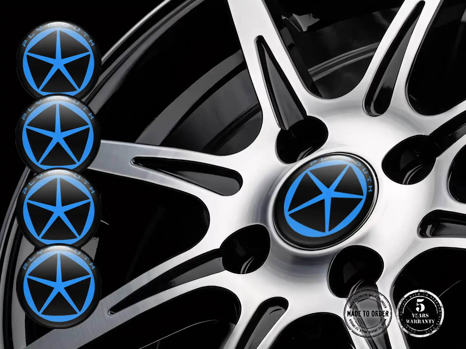 Plymouth Felgenaufkleber für Autos Luxusgewölbte Logos